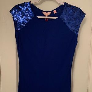 Ted Baker blue top with sequin capped sleeves